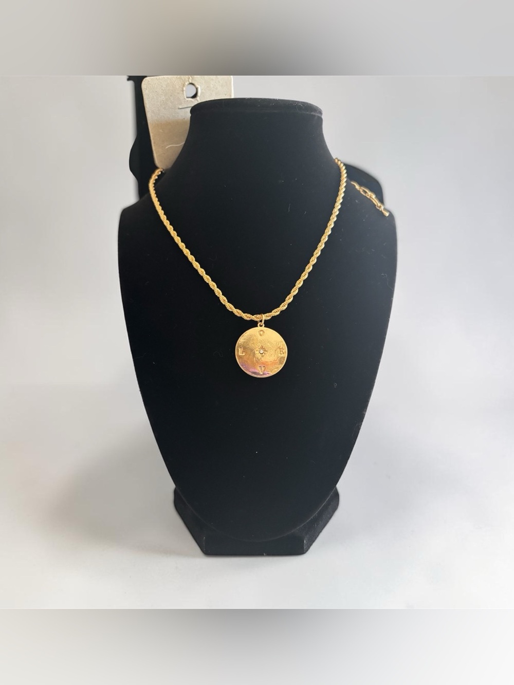 Gold-Tone Round Pendant Rope Chain Necklace